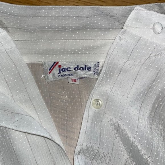 Vintage JAC DALE IVORY BLOUSE with SILVER THREAD Dressy Long Sleeve, Button-Down - Picture 12 of 16
